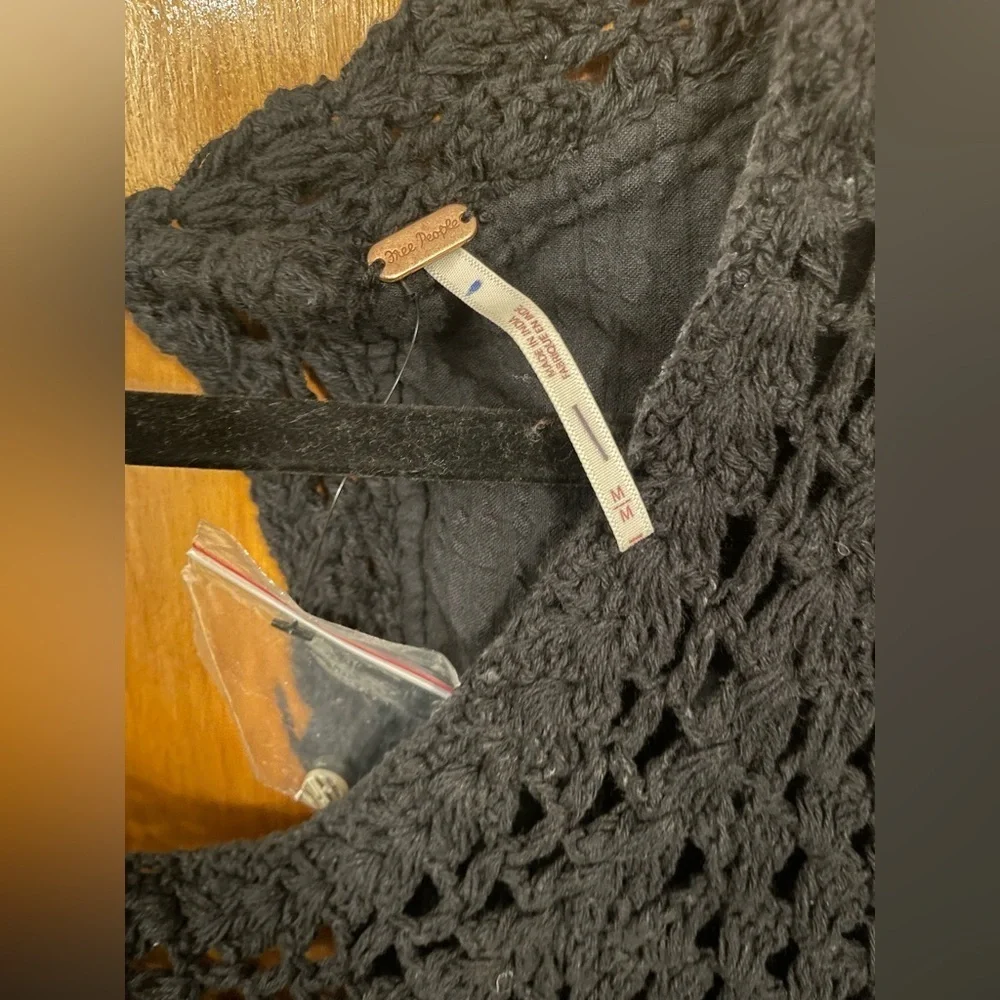 NWOT Free People Megan Crotchet Top in Black